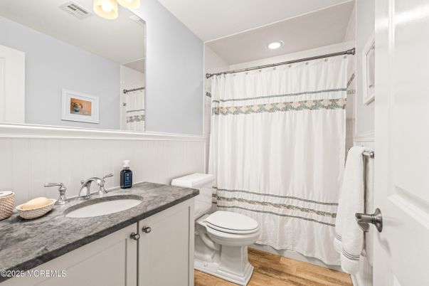 Bathroom, Interior, Recessed Lighting, Wood Texture Flooring