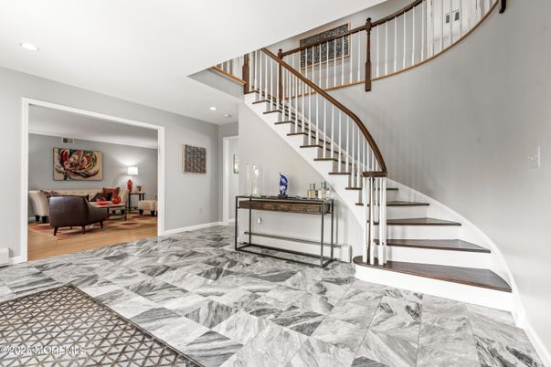 Interior, Marble, Recessed Lighting, Wood Texture Flooring