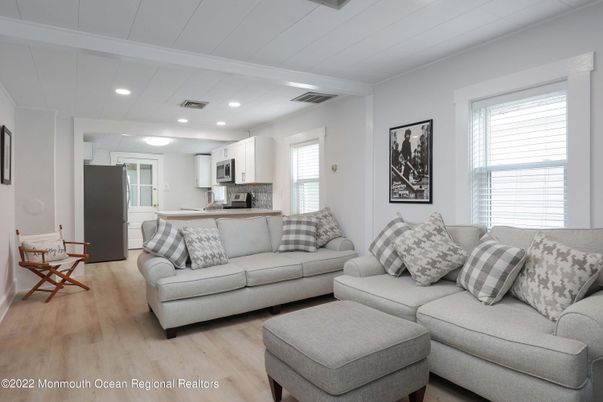 Interior, Kitchen, Living room, Recessed Lighting, Wood Texture Flooring