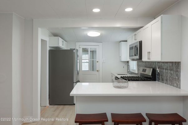 Interior, Kitchen, Recessed Lighting, Wood Texture Flooring