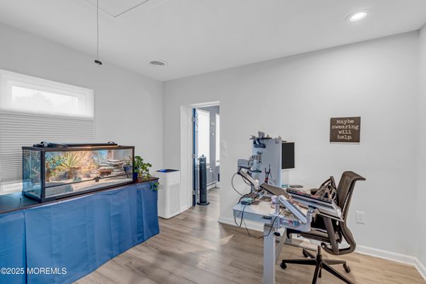 Home Office, Interior, Recessed Lighting, Wood Texture Flooring