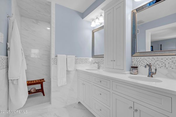 Bathroom, Dual Sink Vanities, Interior, Marble, Marble Walls