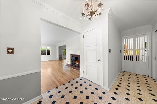 Chandelier, Fireplace, Interior, Wood Texture Flooring
