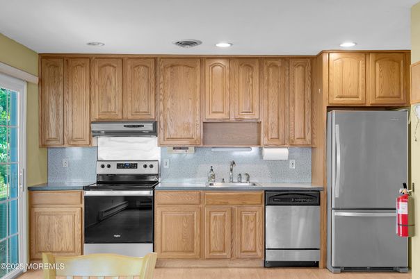 Interior, Kitchen, Recessed Lighting, Wood Texture Flooring