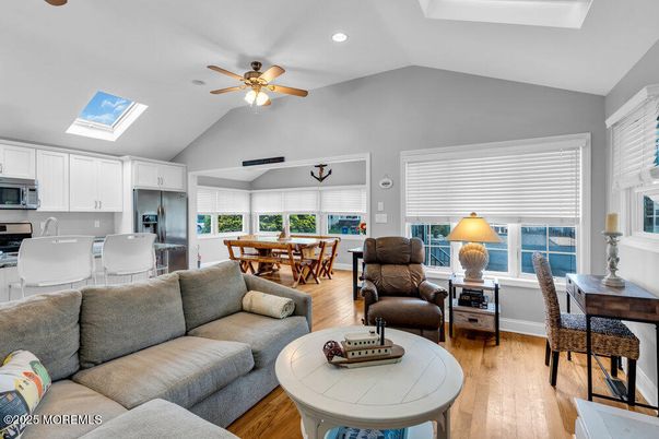 Dining room, Interior, Kitchen, Living room, Recessed Lighting, Wood Texture Flooring