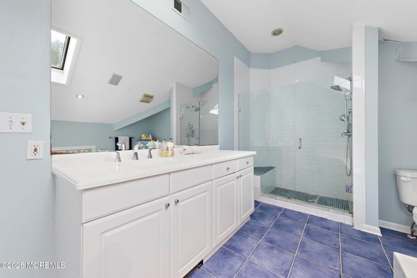 Bathroom, Dual Sink Vanities, Glass Shower, Interior, Recessed Lighting