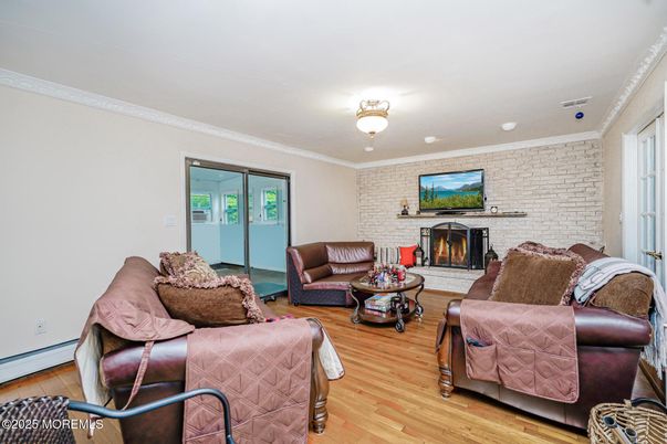 Fireplace, Interior, Living room, Stone Walls, Wood Texture Flooring