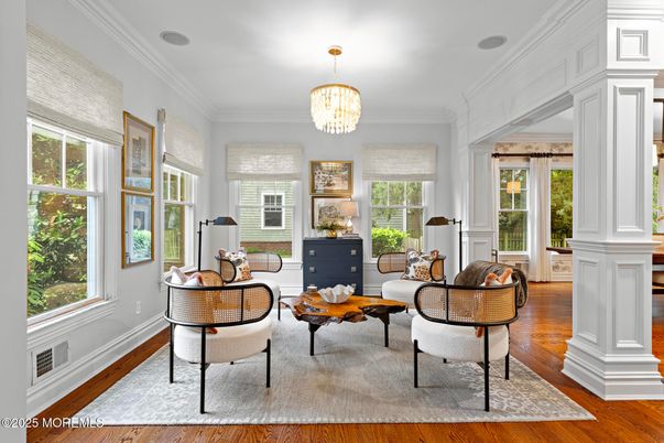 Chandelier, Interior, Living room, Wood Texture Flooring