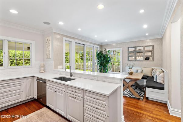 Interior, Kitchen, Recessed Lighting, Wood Texture Flooring