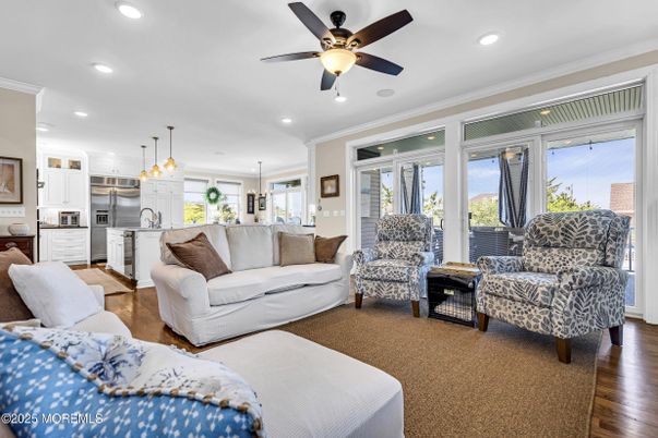 Interior, Kitchen, Living room, Pendant Lights, Recessed Lighting, Stainless Steel Appliances, Wood Texture Flooring