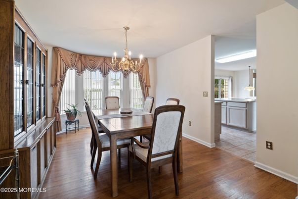 Chandelier, Dining room, Interior, Wood Texture Flooring