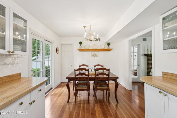 Chandelier, Dining room, Interior, Wood Texture Flooring