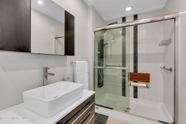 Bathroom, Glass Shower, Interior, Recessed Lighting