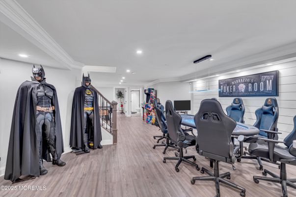 Home Office, Interior, Recessed Lighting, Wood Texture Flooring