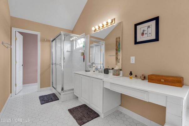 Bathroom, Dual Sink Vanities, Glass Shower, Interior