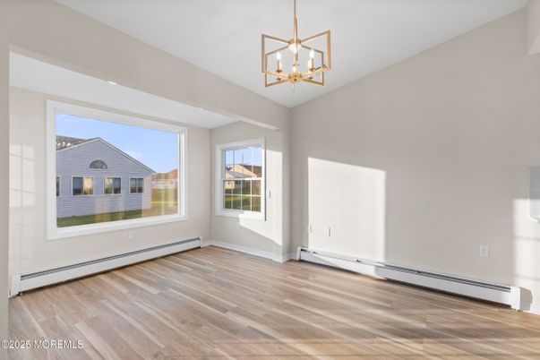 Empty room, Interior, Pendant Lights, Wood Texture Flooring