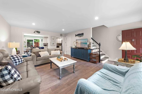 Interior, Living room, Recessed Lighting, Wood Texture Flooring