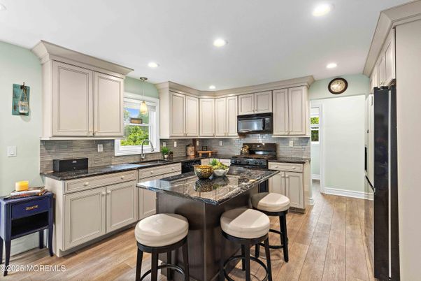 Interior, Kitchen, Pendant Lights, Recessed Lighting, Wood Texture Flooring
