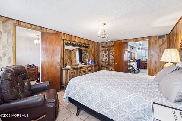 Bedroom, Chandelier, Interior, Wooden Walls