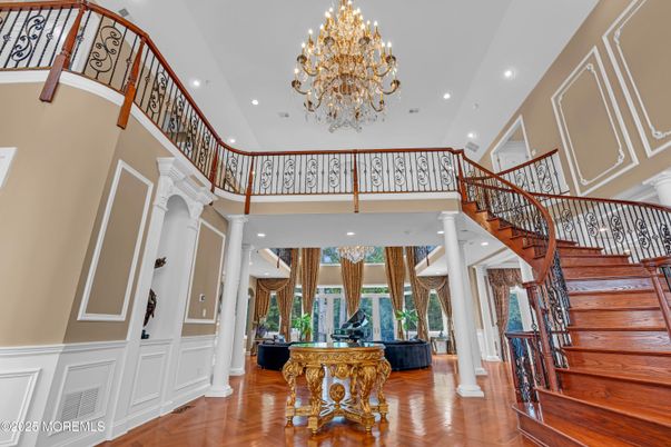 Chandelier, Interior, Recessed Lighting, Wood Texture Flooring