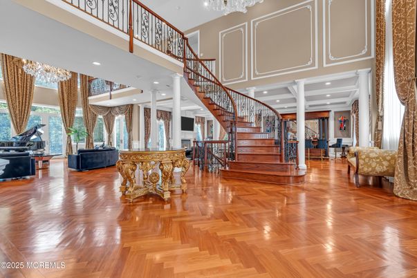 Chandelier, Interior, Recessed Lighting, Wood Texture Flooring