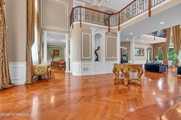Chandelier, Interior, Recessed Lighting, Wood Texture Flooring