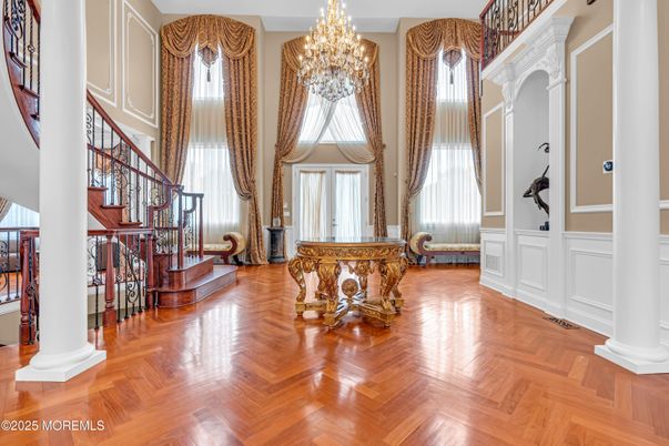 Chandelier, Interior, Wood Texture Flooring
