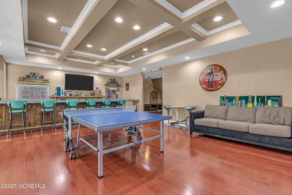 Game Room, Interior, Recessed Lighting, Wood Texture Flooring