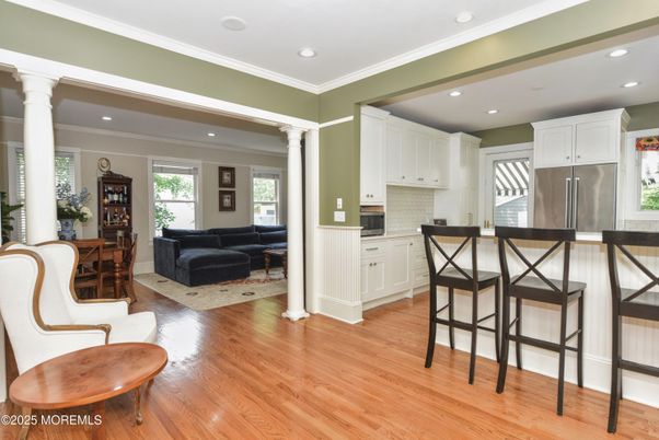 Interior, Kitchen, Living room, Recessed Lighting, Stainless Steel Appliances, Wood Texture Flooring