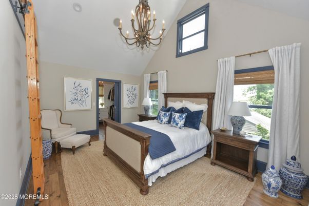 Bedroom, Chandelier, Interior, Wood Texture Flooring
