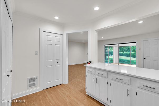 Interior, Kitchen, Recessed Lighting, Wood Texture Flooring