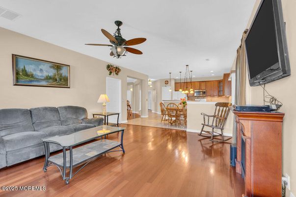 Dining room, Interior, Kitchen, Living room, Pendant Lights, Recessed Lighting, Wood Texture Flooring