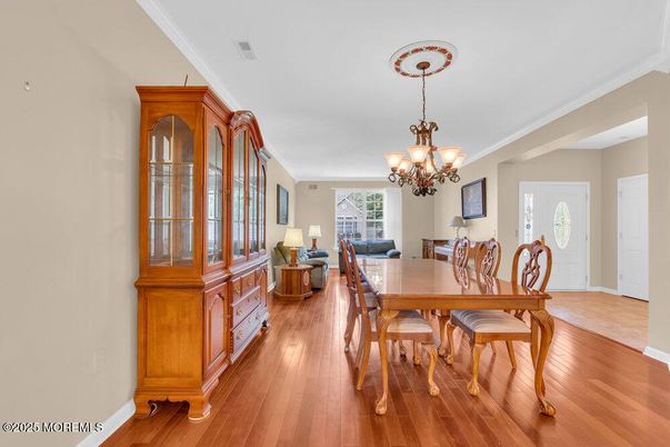 Chandelier, Dining room, Interior, Wood Texture Flooring