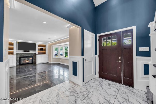 Fireplace, Interior, Marble, Recessed Lighting