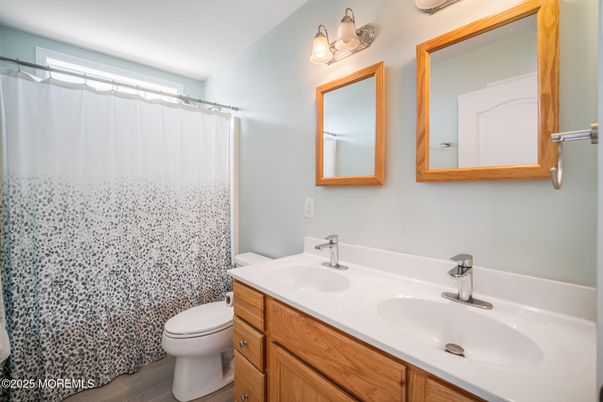 Bathroom, Dual Sink Vanities, Interior, Wood Texture Flooring
