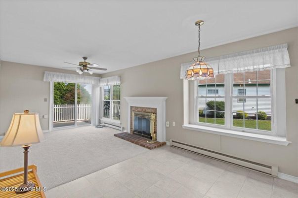 Empty room, Fireplace, Interior, Pendant Lights