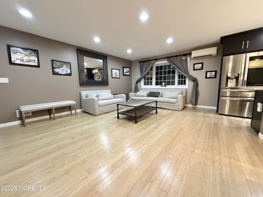 Interior, Living room, Recessed Lighting, Stainless Steel Appliances, Wood Texture Flooring