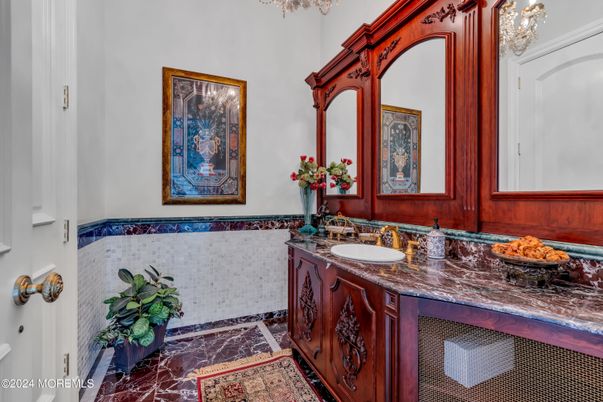 Bathroom, Chandelier, Interior, Marble
