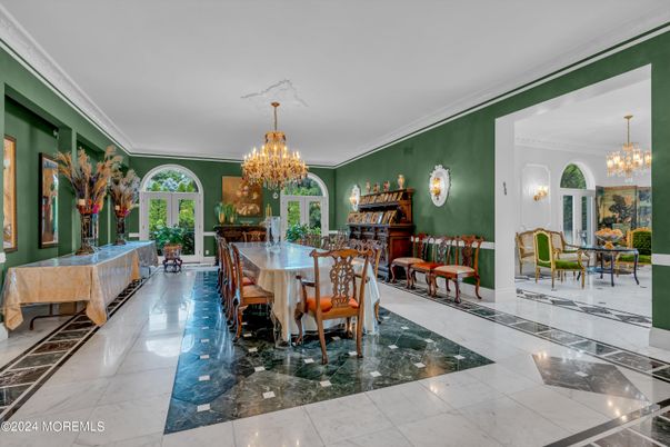 Chandelier, Dining room, Interior, Marble