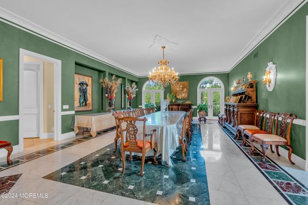 Chandelier, Dining room, Interior, Marble