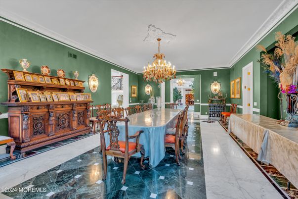 Chandelier, Dining room, Interior, Marble