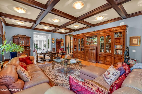 Dining room, Interior, Living room, Recessed Lighting, Wooden Beams, Wood Texture Flooring