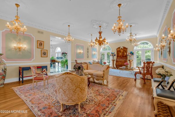 Chandelier, Interior, Living room, Wood Texture Flooring