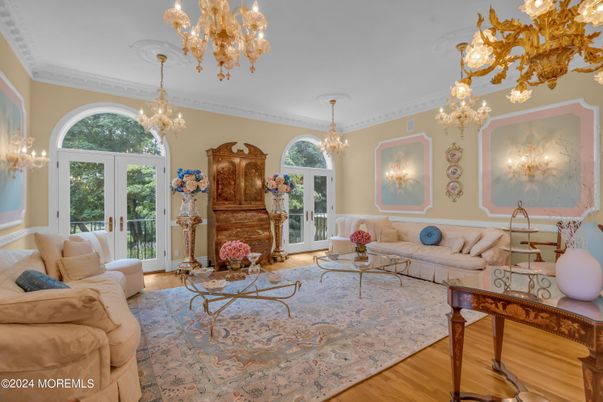 Chandelier, Interior, Living room, Piano, Wood Texture Flooring