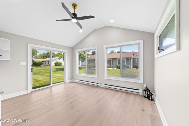 Empty room, Interior, Recessed Lighting, Wood Texture Flooring