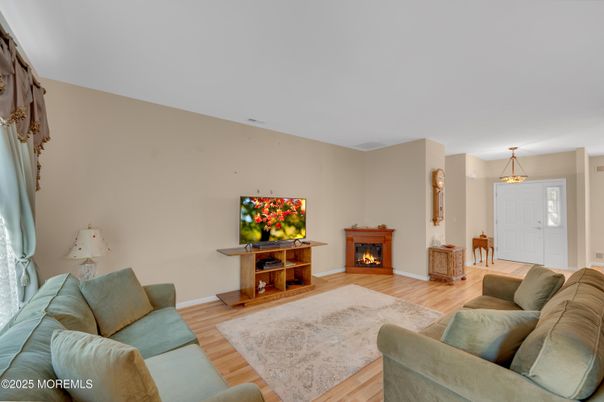 Fireplace, Interior, Living room, Pendant Lights, Wood Texture Flooring