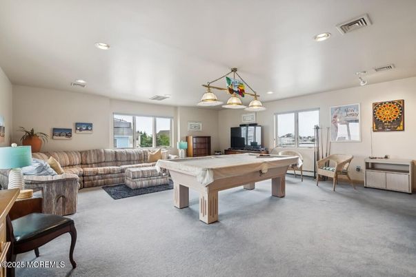 Billiard Table, Chandelier, Game Room, Interior, Living room, Recessed Lighting
