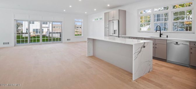 Interior, Kitchen, Recessed Lighting, Wood Texture Flooring