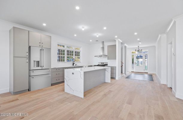 Interior, Kitchen, Pendant Lights, Recessed Lighting, Wood Texture Flooring