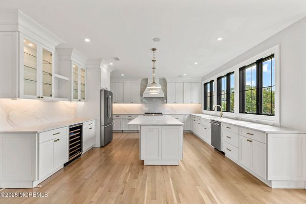 Interior, Kitchen, Pendant Lights, Recessed Lighting, Wood Texture Flooring